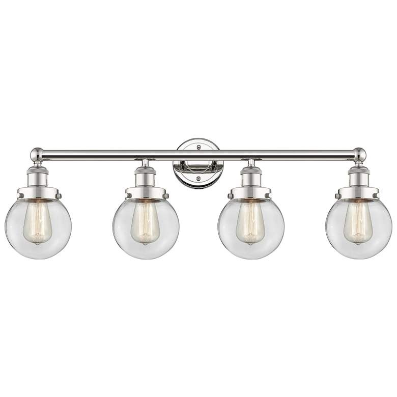 Image 1 Small Beacon 33.5"W 4 Light Polished Nickel Bath Light With Clear Shad