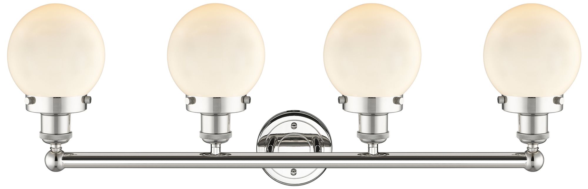 Image 2 Small Beacon 33.5"W 4 Light Polished Nickel Bath Light With White Shad more views
