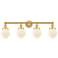 Small Beacon 33.5"W 4 Light Satin Gold Bath Light w/ Matte White Shade