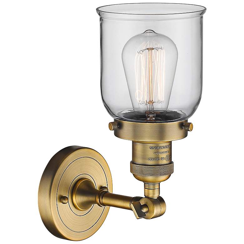 Image 3 Small Bell 10" High Brushed Brass Adjustable Wall Sconce more views