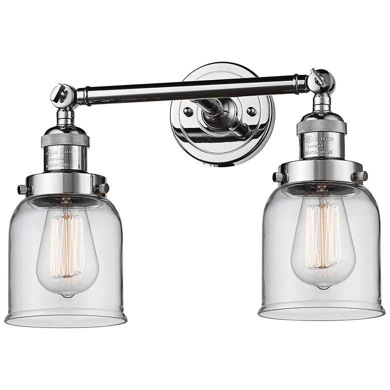 Small Bell 10 inch High Chrome 2-Light Adjustable Wall Sconce