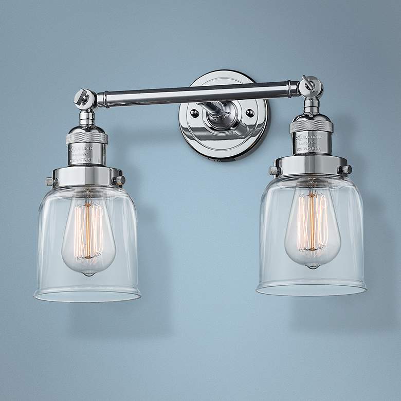 Small Bell 10&quot; High Chrome 2-Light Adjustable Wall Sconce