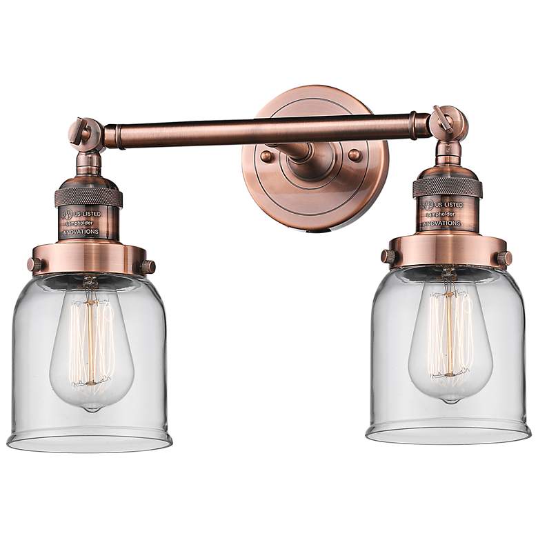Image 2 Small Bell 10" High Copper 2-Light Adjustable Wall Sconce
