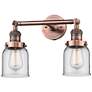 Small Bell 10" High Copper 2-Light Adjustable Wall Sconce