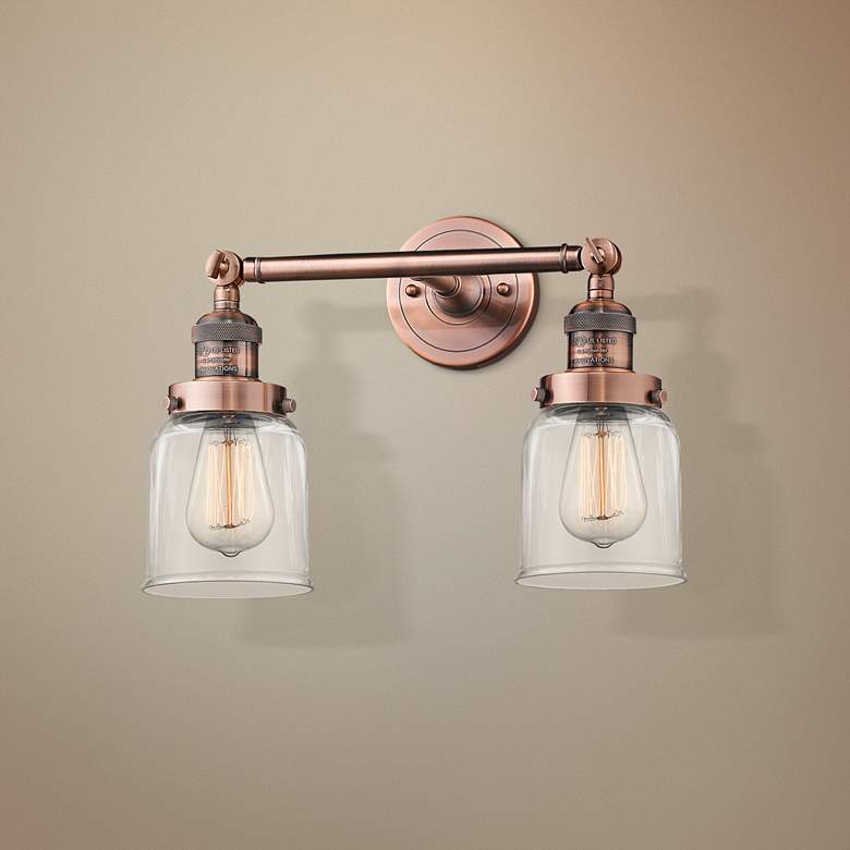 Image 1 Small Bell 10 inch High Copper 2-Light Adjustable Wall Sconce