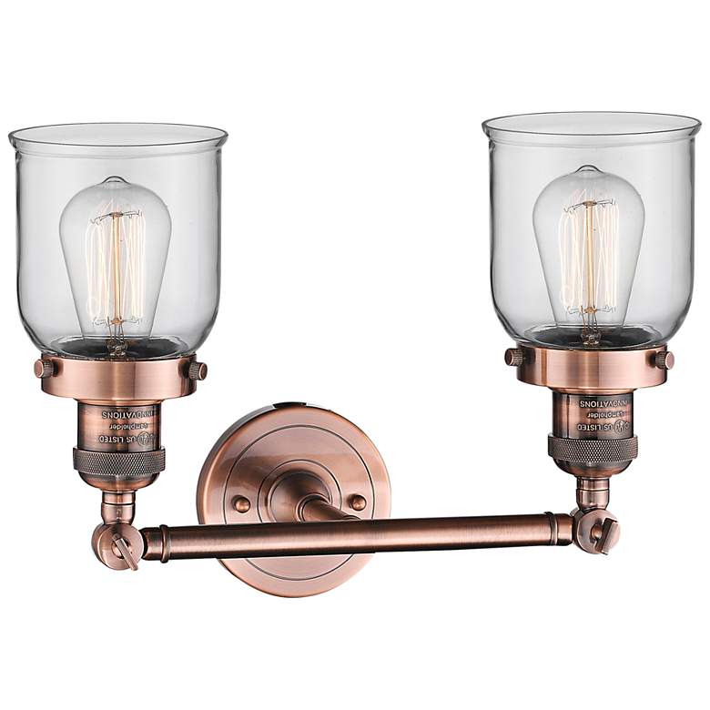 Image 4 Small Bell 10" High Copper 2-Light Adjustable Wall Sconce more views