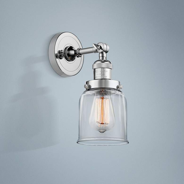 Image 1 Small Bell 10" High Polished Chrome Adjustable Wall Sconce