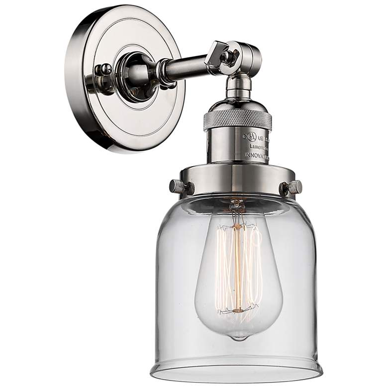 Image 2 Small Bell 10 inch High Polished Nickel Adjustable Wall Sconce
