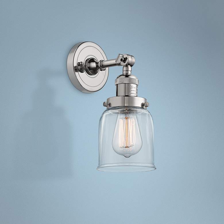 Image 1 Small Bell 10" High Polished Nickel Adjustable Wall Sconce