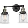 Small Bell 10"H Black and Brushed Brass 2-Light Wall Sconce