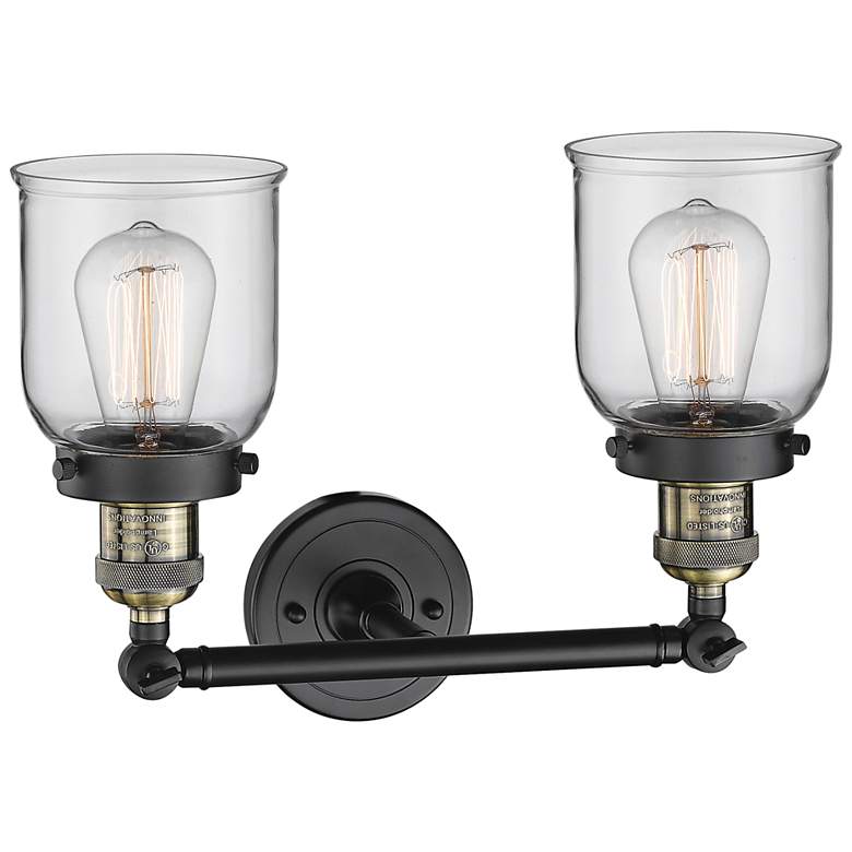 Image 4 Small Bell 10 inchH Black and Brushed Brass 2-Light Wall Sconce more views