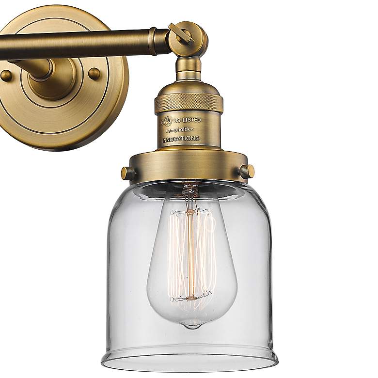 Image 2 Small Bell 10"H Brushed Brass 2-Light Adjustable Wall Sconce more views