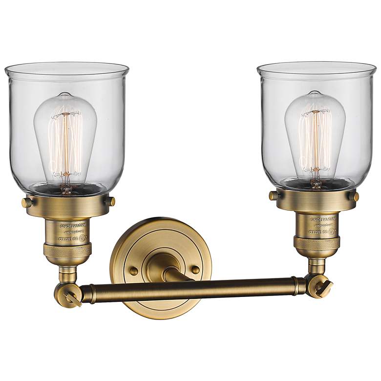 Image 3 Small Bell 10"H Brushed Brass 2-Light Adjustable Wall Sconce more views