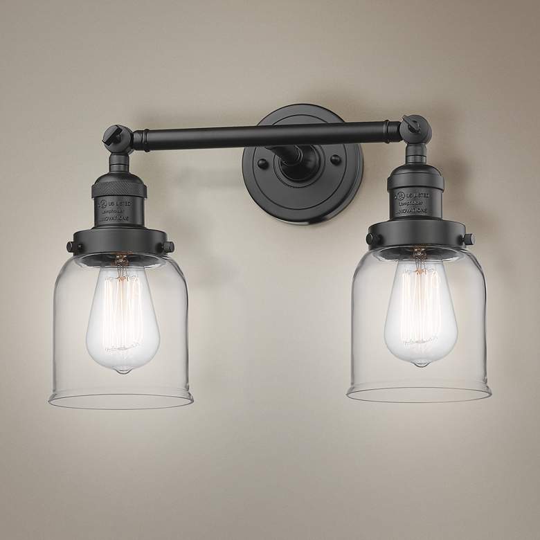 Image 1 Small Bell 10"H Rubbed Bronze 2-Light Adjustable Wall Sconce