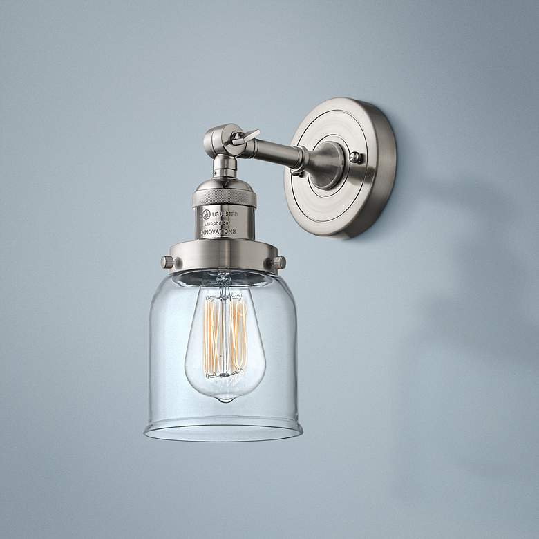 Image 1 Small Bell 10 inchH Satin Brushed Nickel Adjustable Wall Sconce