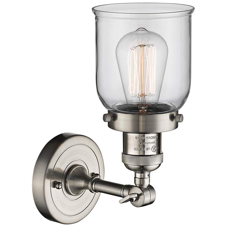 Image 3 Small Bell 10"H Satin Brushed Nickel Adjustable Wall Sconce more views