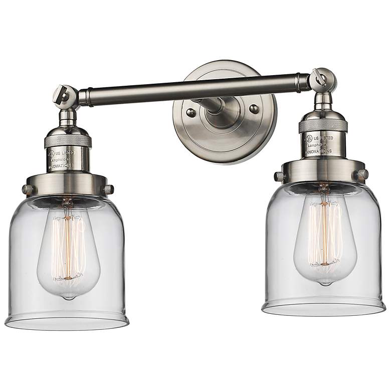 Image 2 Small Bell 10"H Satin Nickel 2-Light Adjustable Wall Sconce