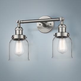 Small Bell 10"H Satin Nickel 2-Light Adjustable Wall Sconce Small Bell 10"H Satin Nickel 2-Light Adjustable Wall Sconce