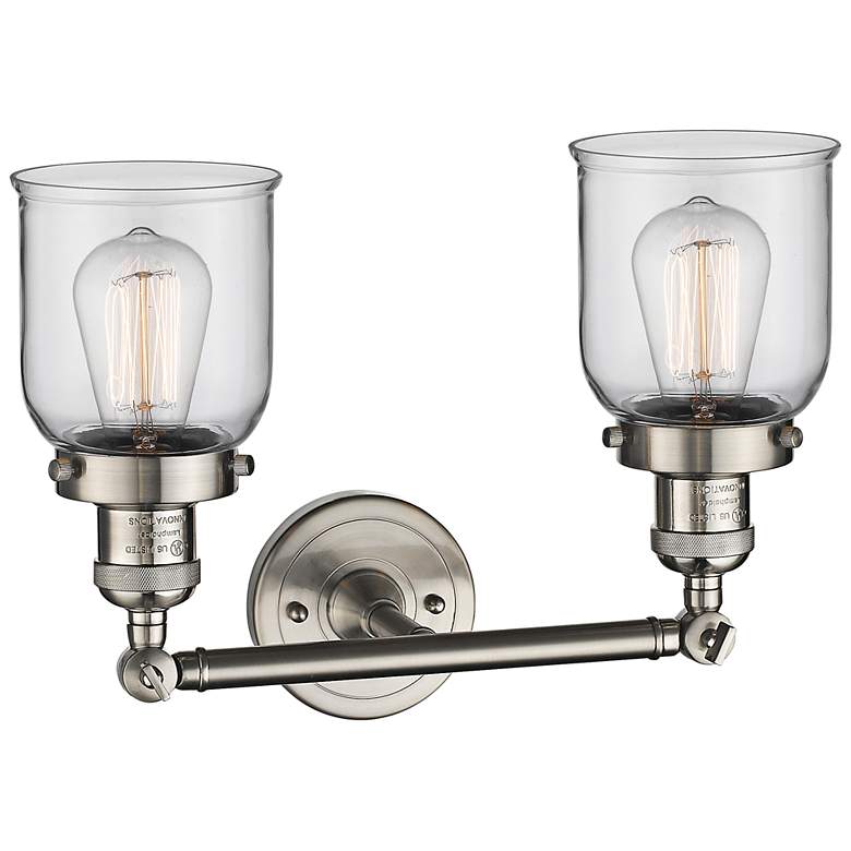 Image 4 Small Bell 10 inchH Satin Nickel 2-Light Adjustable Wall Sconce more views