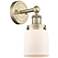 Small Bell 10"High Antique Brass Sconce With Matte White Shade