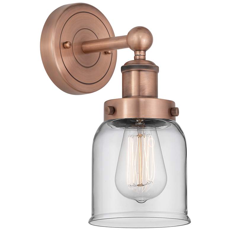 Image 1 Small Bell 10"High Antique Copper Sconce With Clear Shade