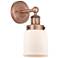Small Bell 10"High Antique Copper Sconce With Matte White Shade
