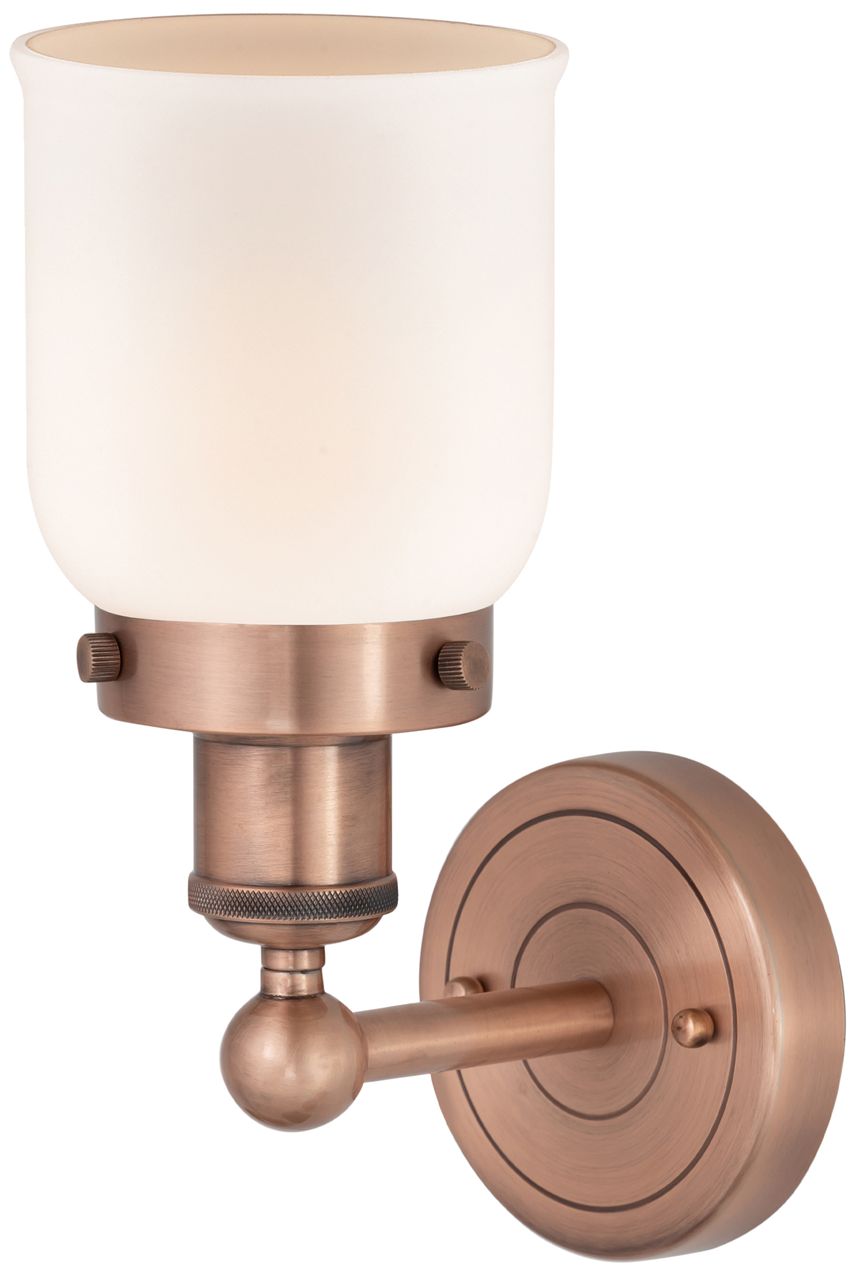 Image 2 Small Bell 10"High Antique Copper Sconce With Matte White Shade more views