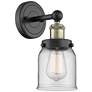 Small Bell 10"High Black Antique Brass Sconce With Clear Shade