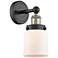 Small Bell 10"High Black Antique Brass Sconce With Matte White Shade