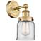 Small Bell 10"High Brushed Brass Sconce With Clear Shade