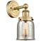 Small Bell 10"High Brushed Brass Sconce With Mercury Shade