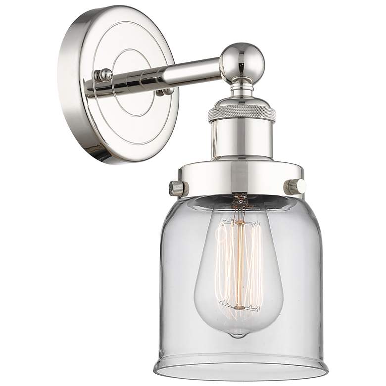 Image 1 Small Bell 10"High Polished Nickel Sconce With Clear Shade