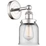 Small Bell 10"High Polished Nickel Sconce With Clear Shade