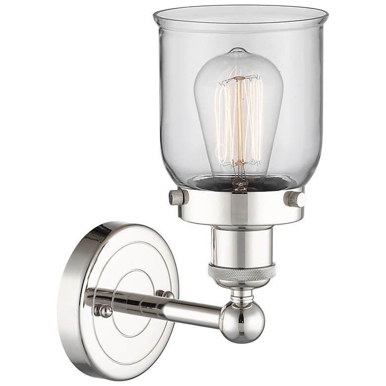 Image 2 Small Bell 10"High Polished Nickel Sconce With Clear Shade more views
