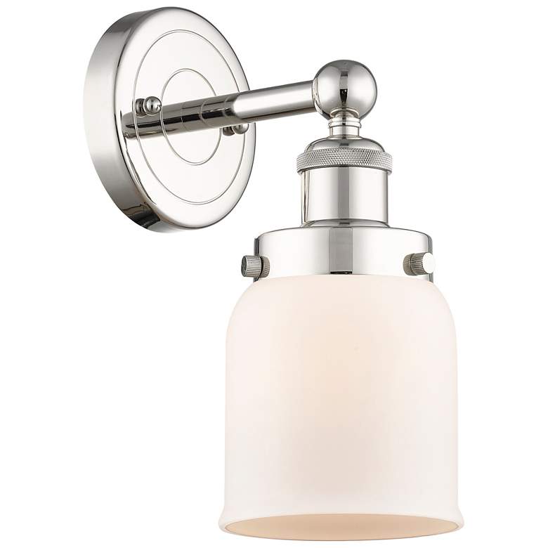 Image 1 Small Bell 10"High Polished Nickel Sconce With Matte White Shade