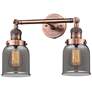 Small Bell 16" 2-Light Antique Copper Tiltable Bath Light w/ Smoke Sha