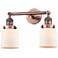 Small Bell 16" 2-Light Antique Copper Tiltable Bath Light w/ White Sha