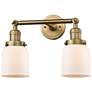 Small Bell 16" 2-Light Brushed Brass Tiltable Bath Light w/ White Shad