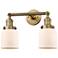 Small Bell 16" 2-Light Brushed Brass Tiltable Bath Light w/ White Shad
