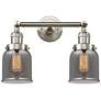 Small Bell 16" 2-Light Brushed Nickel Tiltable Bath Light w/ Smoke Sha