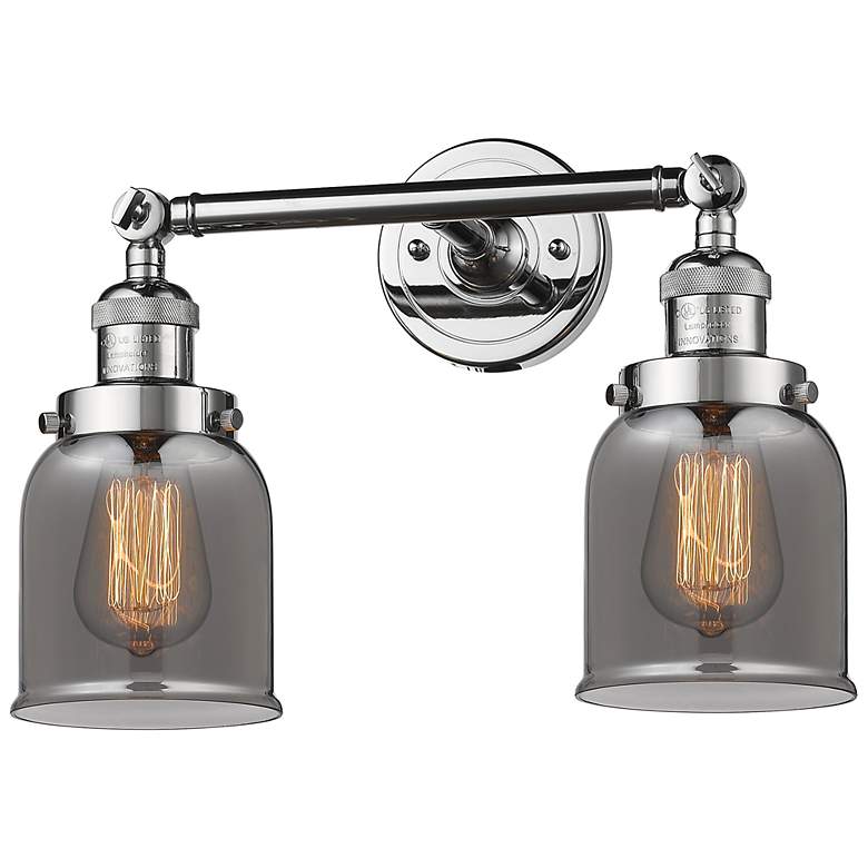Image 1 Small Bell 16" 2-Light Chrome Tiltable Bath Light w/ Smoke Shade