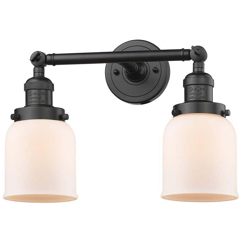 Image 1 Small Bell 16" 2-Light Oil Rubbed Bronze Tiltable Bath Light w/ White