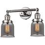 Small Bell 16" 2-Light Polished Nickel Tiltable Bath Light w/ Smoke Sh