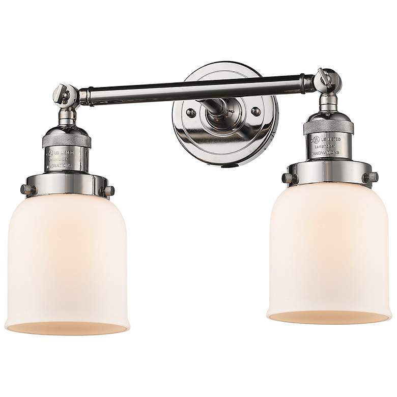 Image 1 Small Bell 16" 2-Light Polished Nickel Tiltable Bath Light w/ White Sh