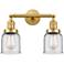 Small Bell 16" 2-Light Satin Gold Bath Light w/ Clear Shade
