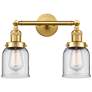 Small Bell 16" 2-Light Satin Gold Bath Light w/ Clear Shade