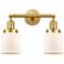Small Bell 16" 2-Light Satin Gold Bath Light w/ Matte White Shade