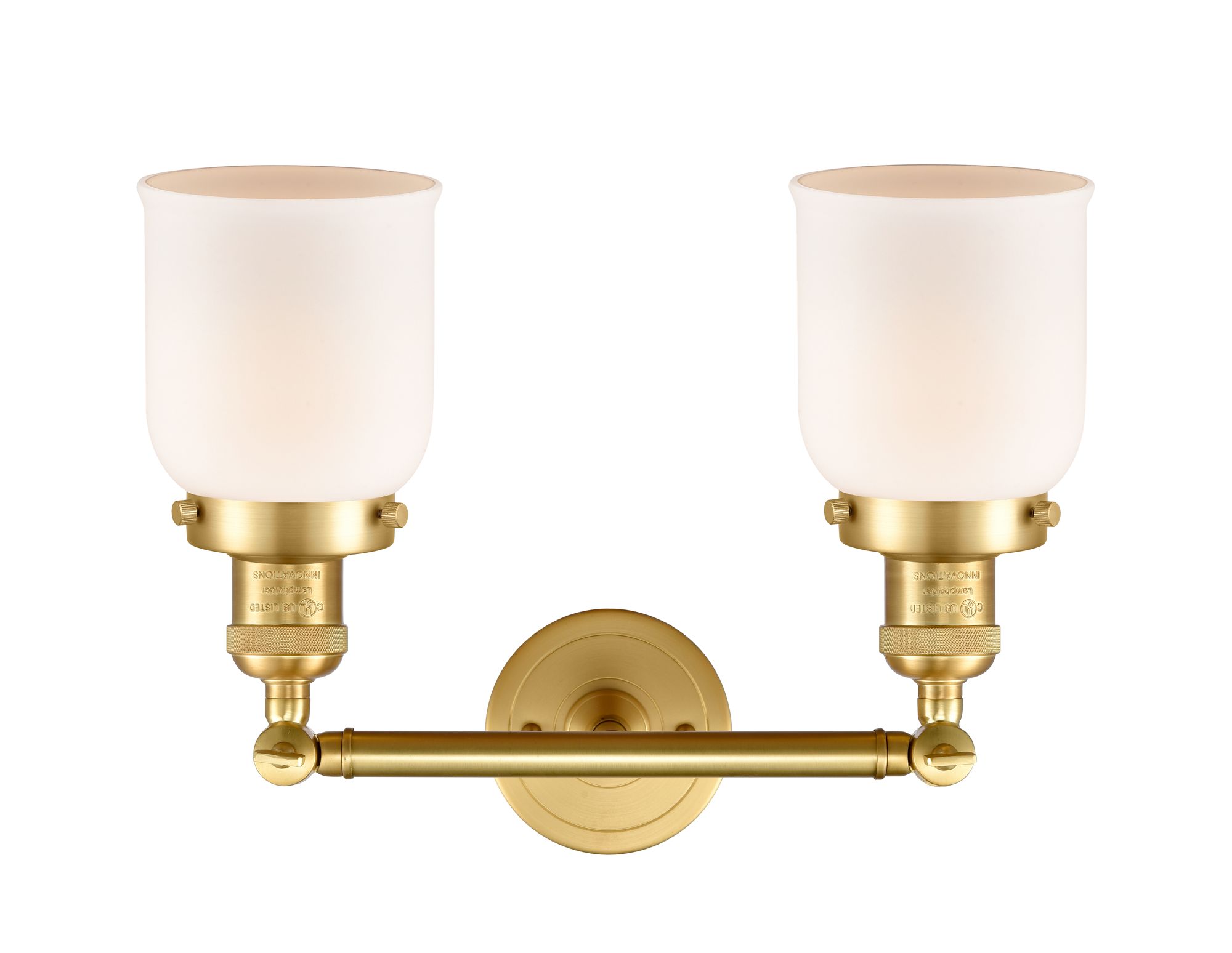 Image 2 Small Bell 16" 2-Light Satin Gold Bath Light w/ Matte White Shade more views