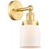 Small Bell 2.25" High Satin Gold Sconce With Matte White Shade