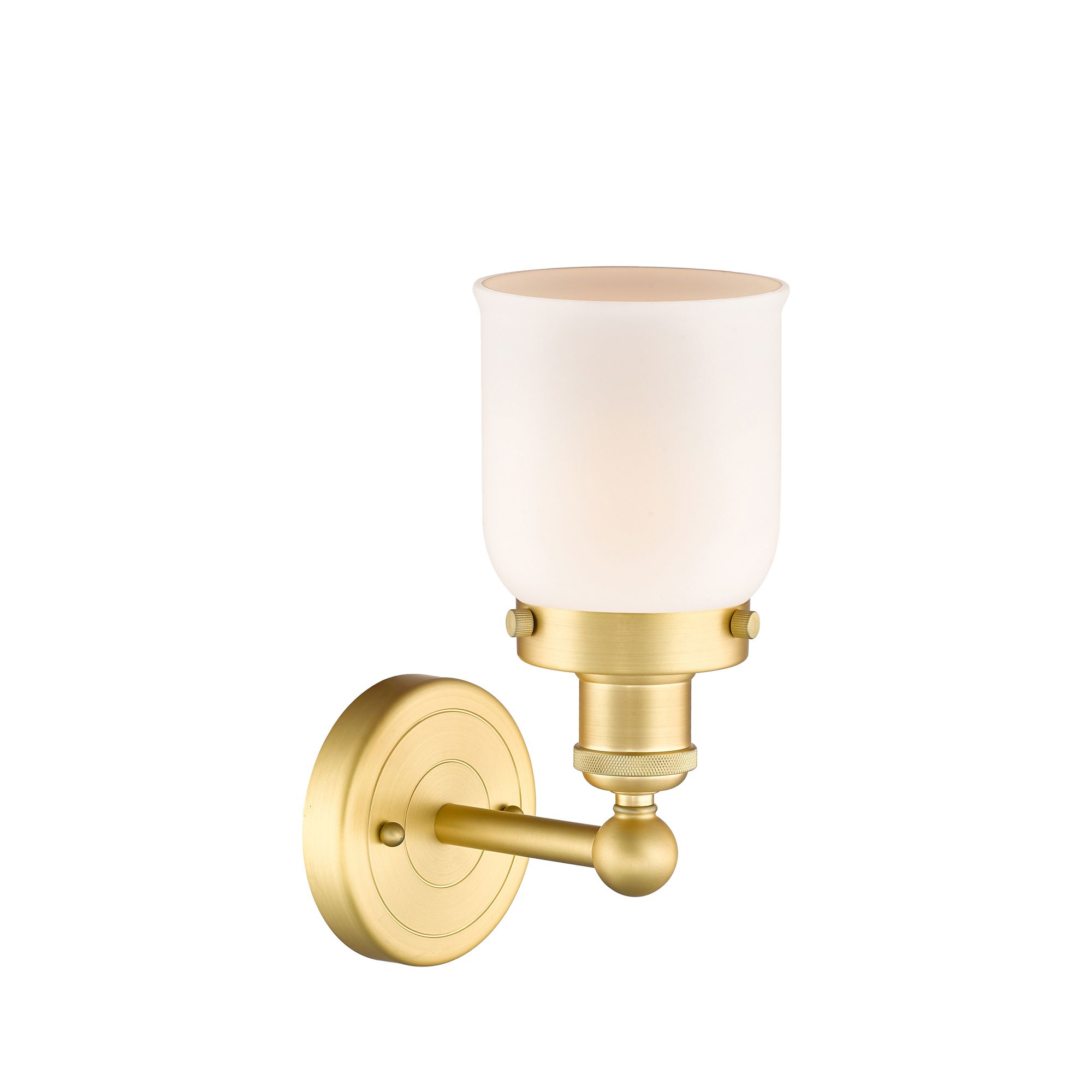Image 2 Small Bell 2.25" High Satin Gold Sconce With Matte White Shade more views